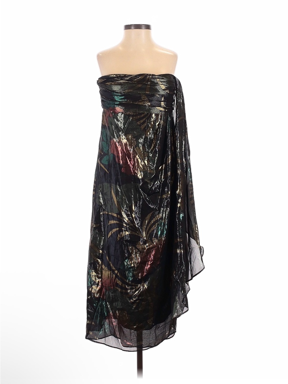 NWT Marc by Marc Jacobs silk Black Strapless Metallic Floral Dress sz 4